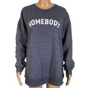 Royce Brand "HOMEBODY" Graphic Sweatshirt Women's Large Gray Distressed Hem